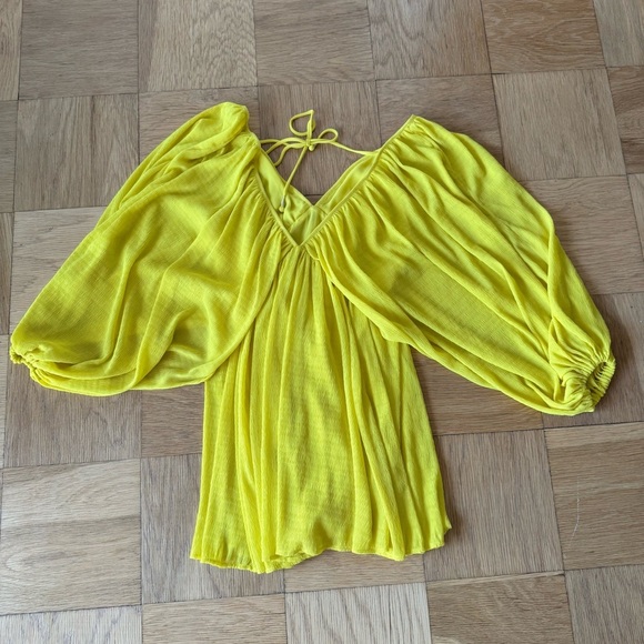 Tularosa Nola Mini Dress Medium Vibrant Yellow Drapey Fit Side Zip Closure - Picture 6 of 12
